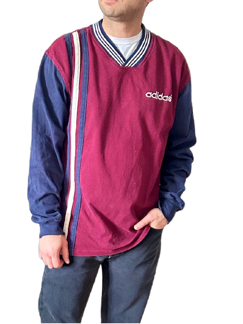 Vintage 90s adidas Made in Canada Long Sleeve Shirt 100% Cotton Men’s M